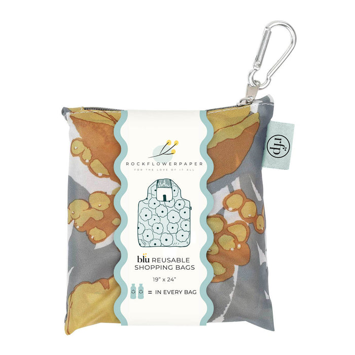 Icelandic Poppies Gold blu Reusable Shopping Bag