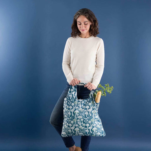 Mushrooms blu Bag Reusable Shopper Tote