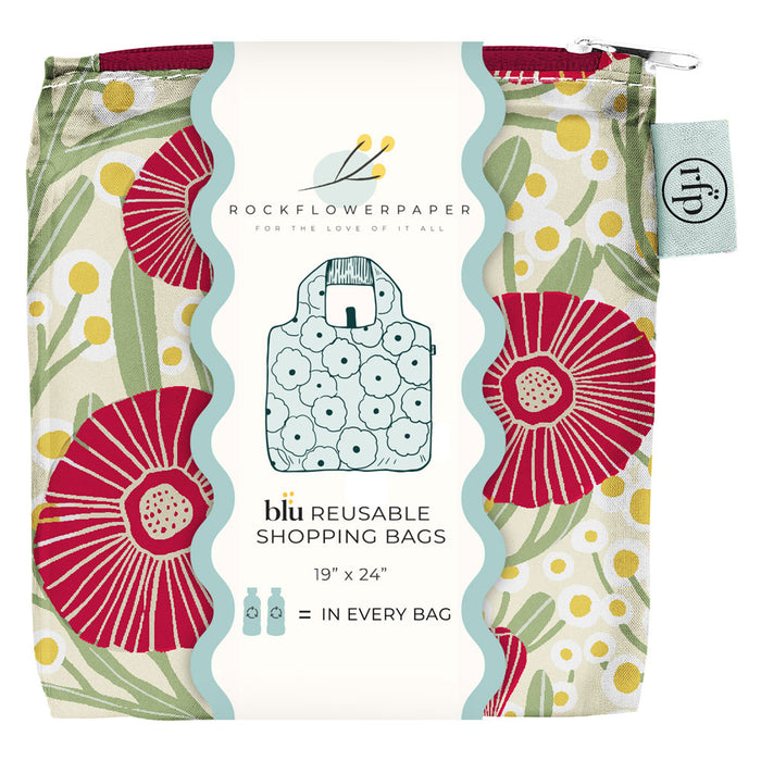 Camellia Bouquet blu Reusable Shopping Bag