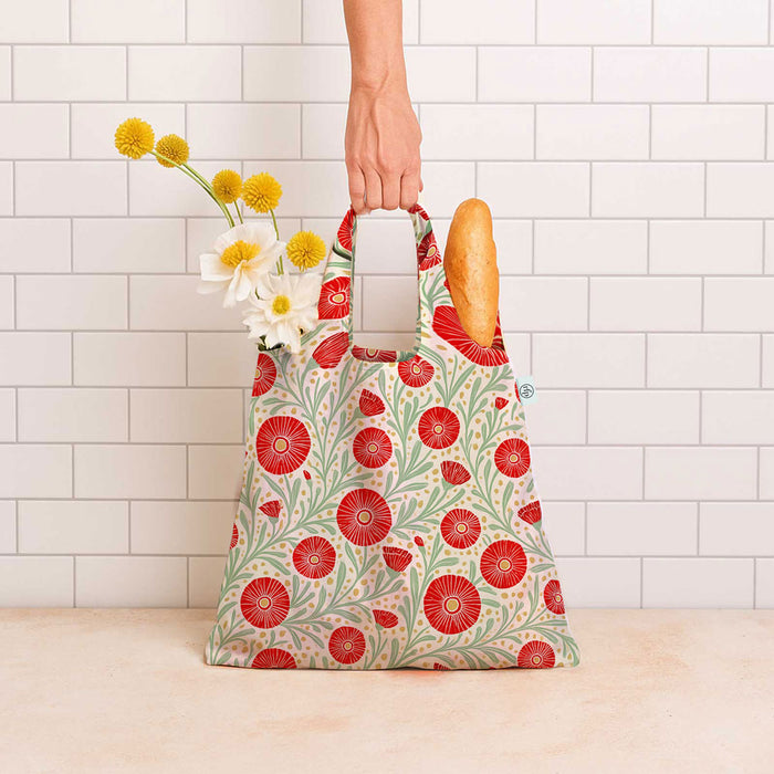 Camellia Bouquet blu Reusable Shopping Bag