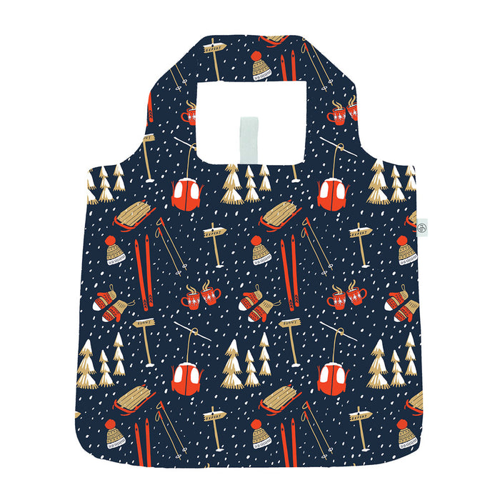 Nordic Ski Navy blu Reusable Shopping Bag