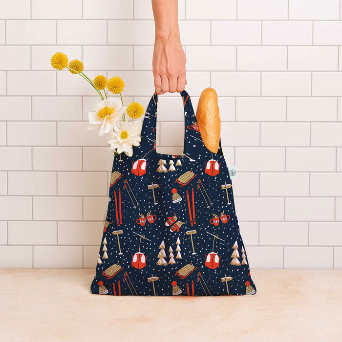 Nordic Ski Navy blu Reusable Shopping Bag