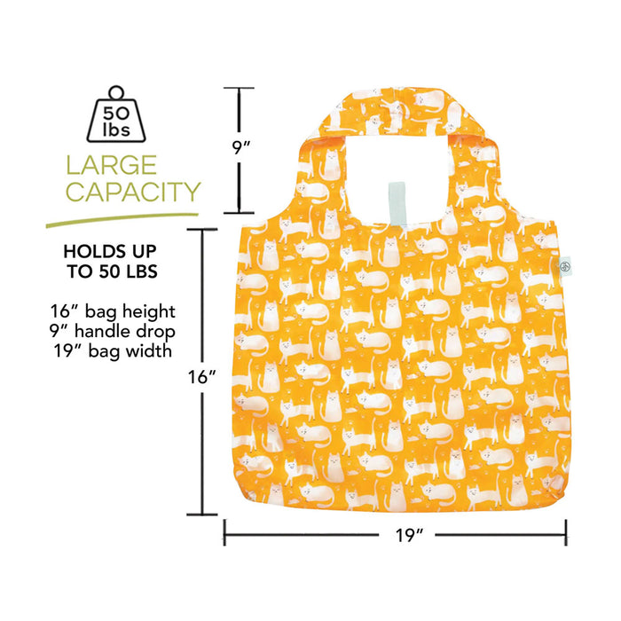 Kitty Cats Yellow blu Reusable Shopping Bag