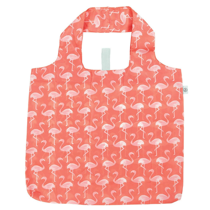 Pink Flamingos blu Reusable Shopping Bag