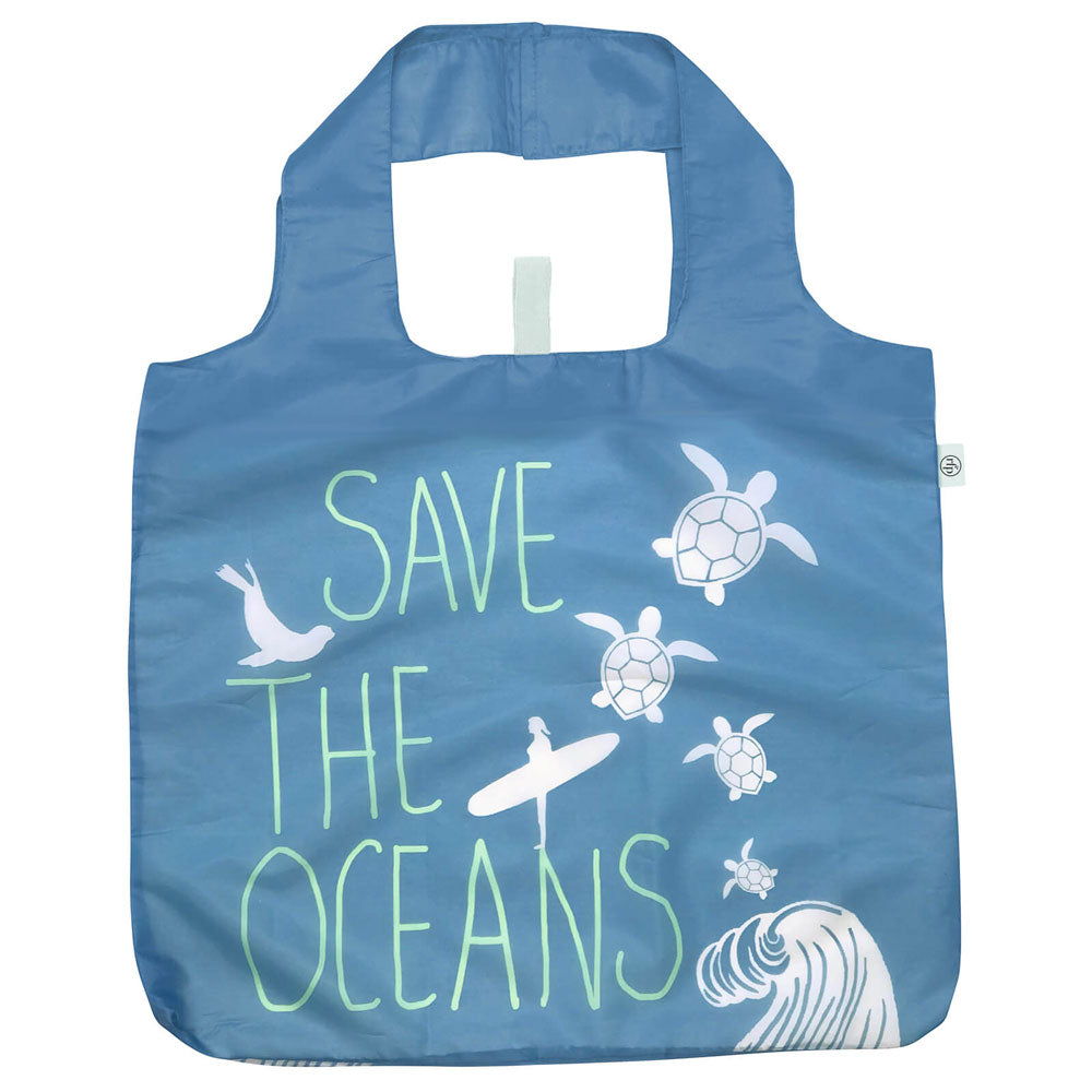 Save the Ocean blu Reusable Shopping Bag