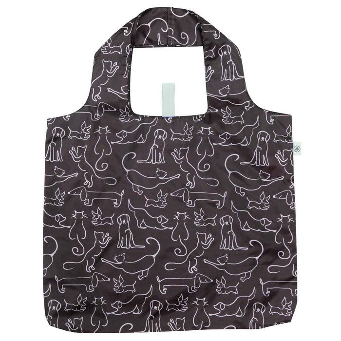 Dog And Cat blu Reusable Shopping Bag