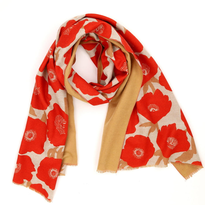 Poppies Red Reversible Wrap Scarf