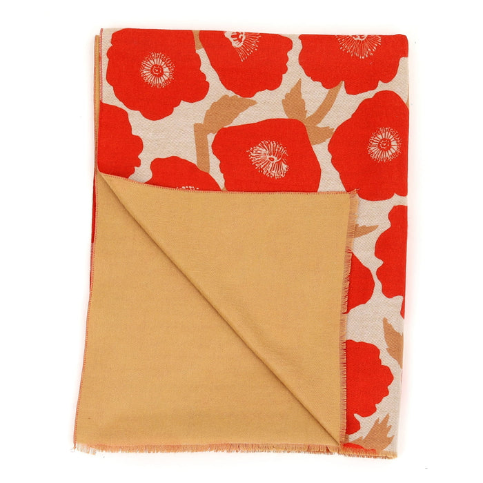Poppies Red Reversible Wrap Scarf