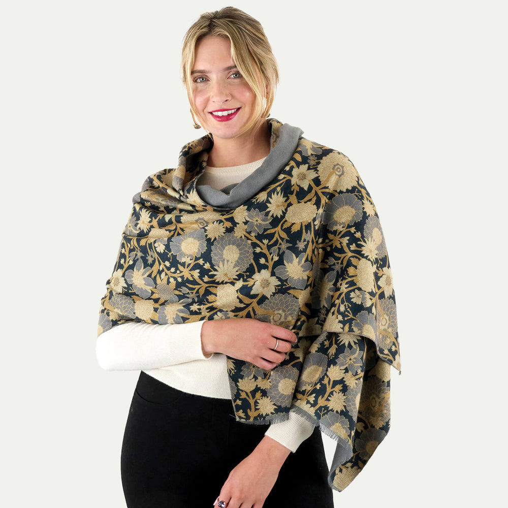 Capri Black Reversible Wrap Scarf