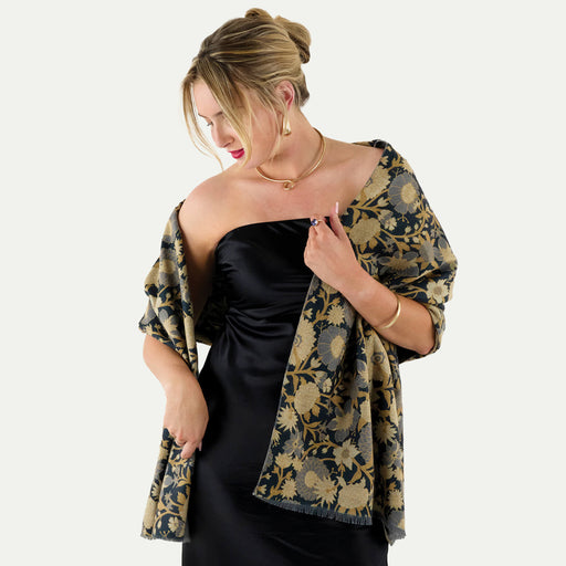 Capri Black Reversible Wrap Scarf
