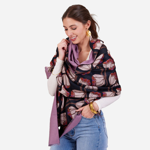 TULIP BLACK Reversible Wrap Scarf