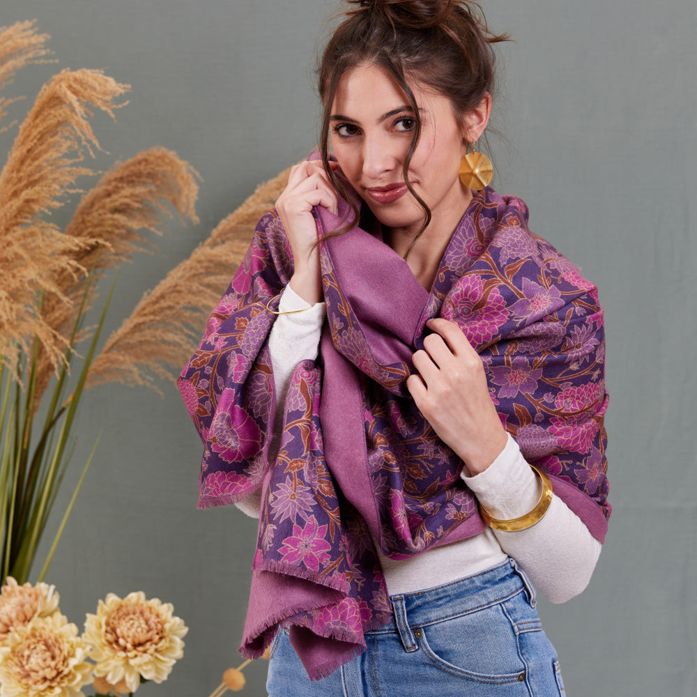 Capri Plum Reversible Wrap Scarf
