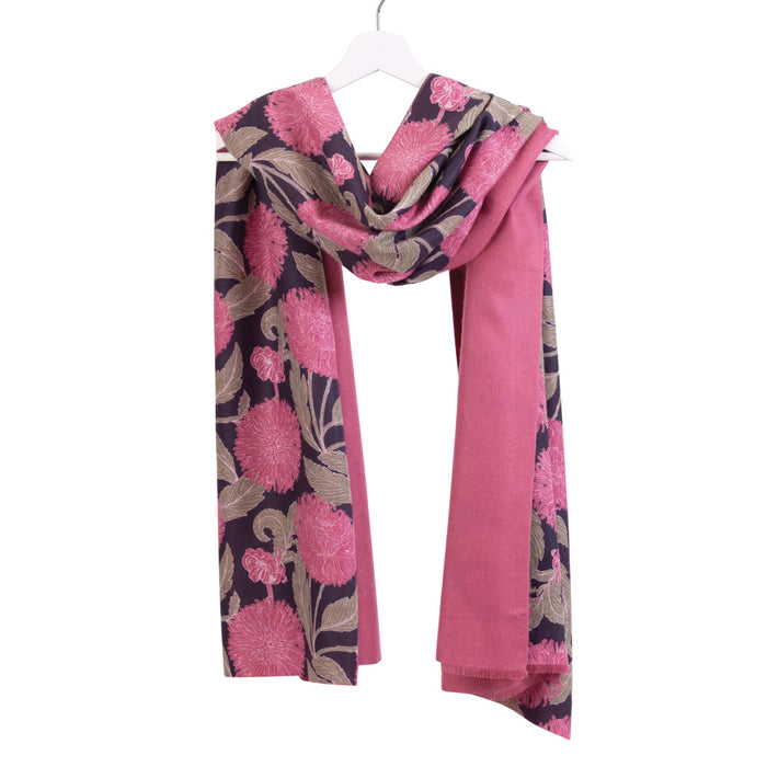 CHRYSANTHEMUM FLOWER Pink Reversible Wrap Scarf