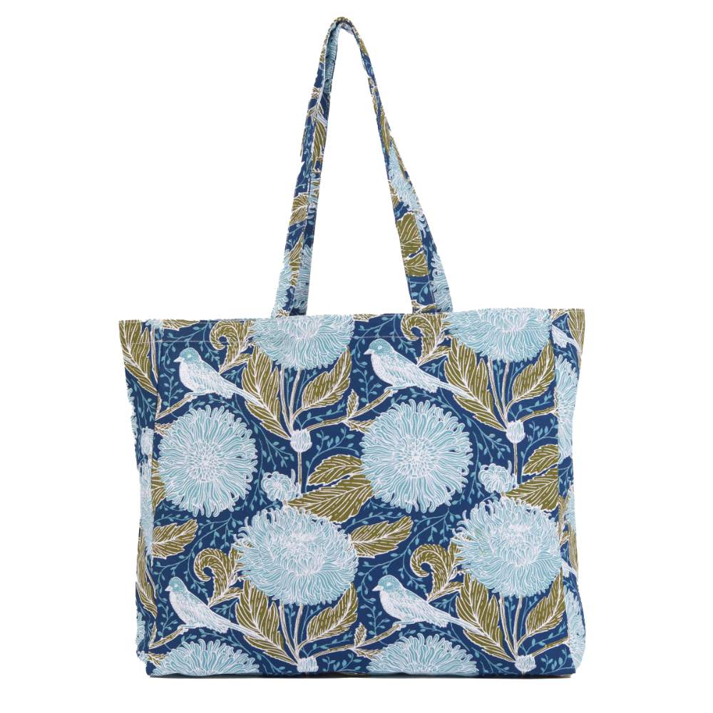 Chrysanthemum Bird Little Shopper Canvas Tote Bag