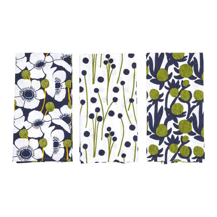 WINDFLOWER Cotton Kitchen Towels, Set of 3