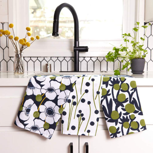 WINDFLOWER Cotton Kitchen Towels, Set of 3