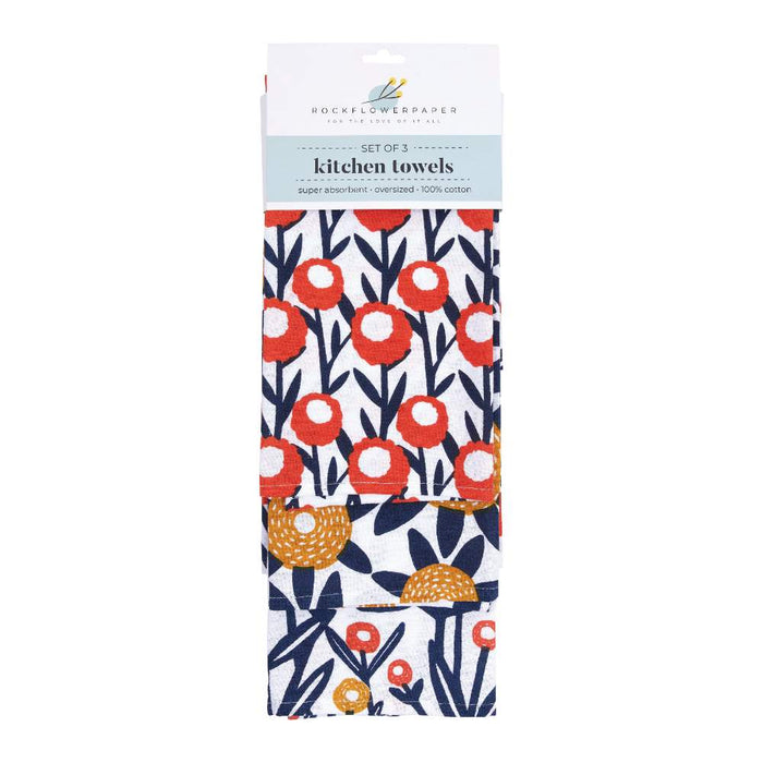 FIELD OF FLOWERS Cotton Kitchen Towels, Set of 3