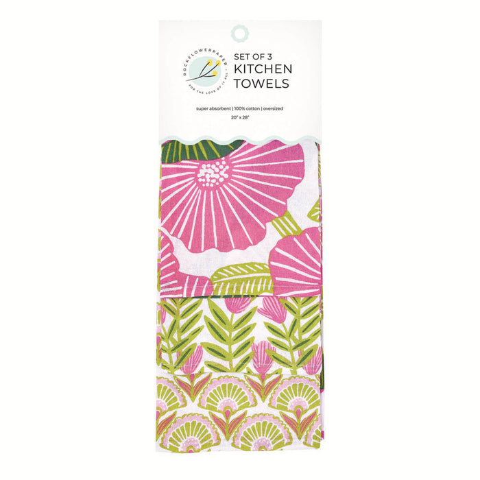 Poppy Papaver Cotton Kitchen Towels (Set of 3)