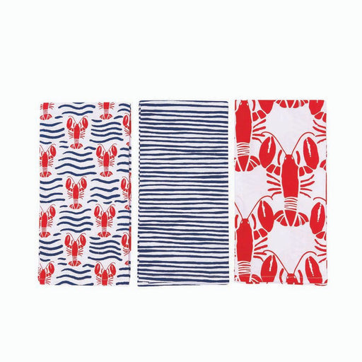 LOBSTER WAVES Cotton Kitchen Towels, Set of 3