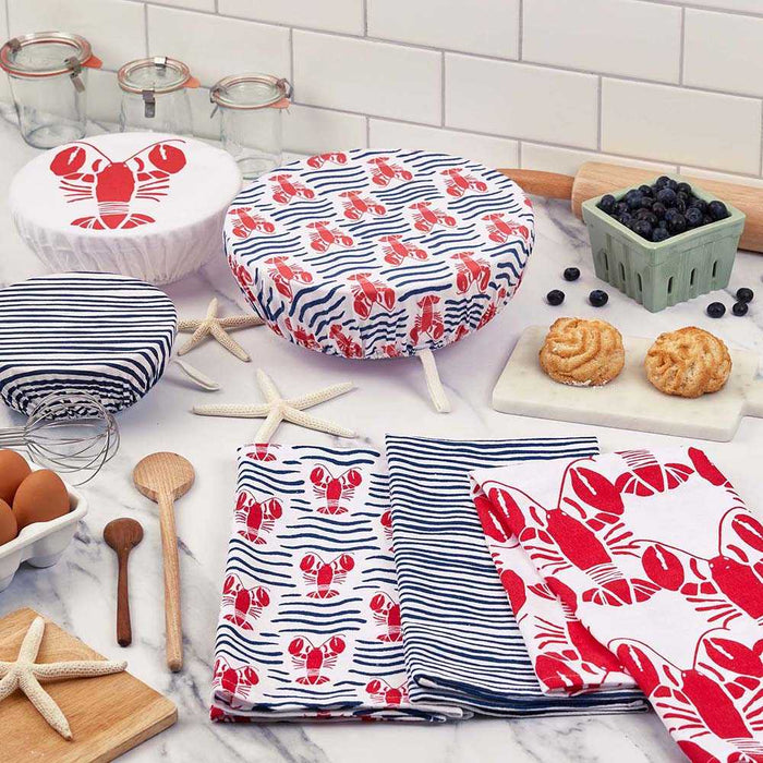 LOBSTER WAVES Cotton Kitchen Towels, Set of 3 (Available: 01/31/2025)