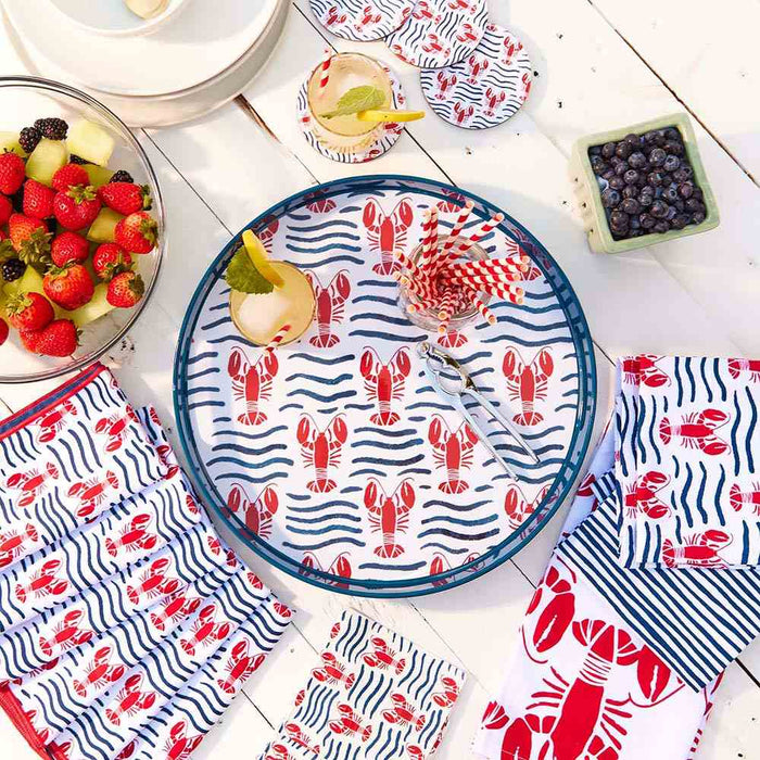 LOBSTER WAVES Cotton Kitchen Towels, Set of 3 (Available: 01/31/2025)