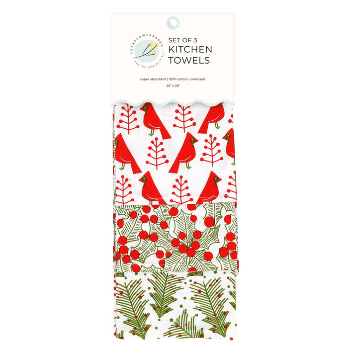 Cardinal & Tree Cotton Kitchen Towels (Set of 3)