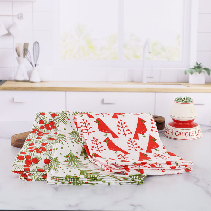 Cardinal & Tree Cotton Kitchen Towels (Set of 3)