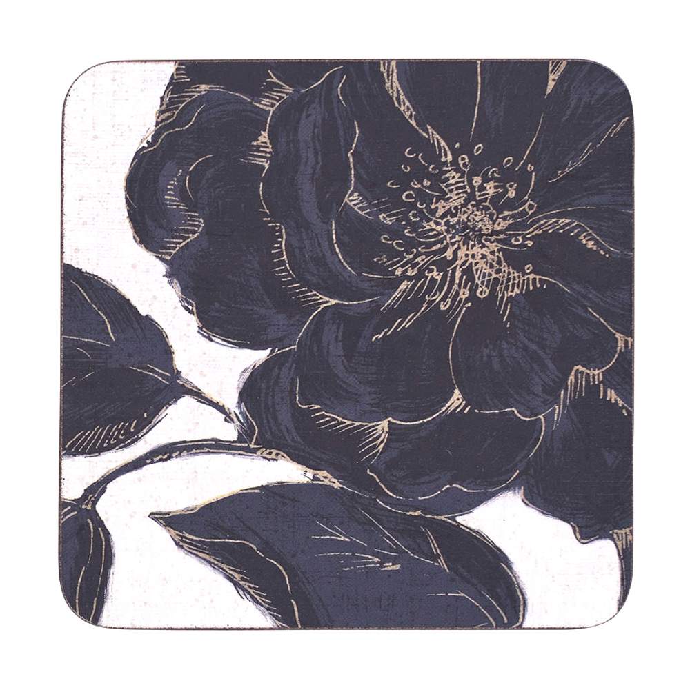 INDIGO GARDEN Square Coasters, Set of 4