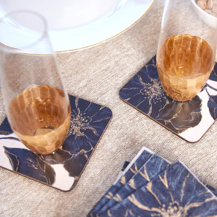 INDIGO GARDEN Square Coasters, Set of 4