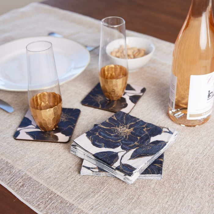 INDIGO GARDEN Square Coasters, Set of 4