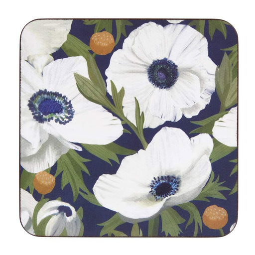 ANEMONE POPPY Square Coasters, Set of 4