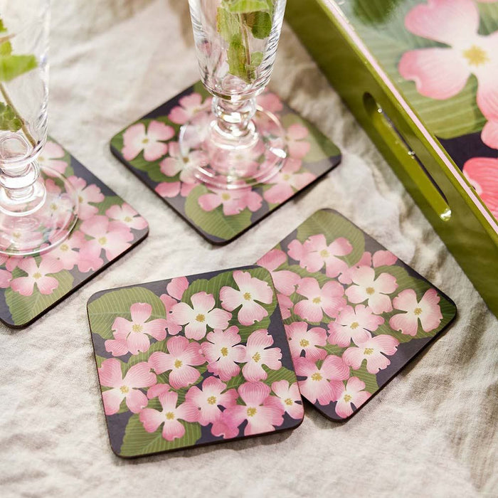 PINK DOGWOOD Square Coasters, Set of 4 (Available: 01/17/2025)