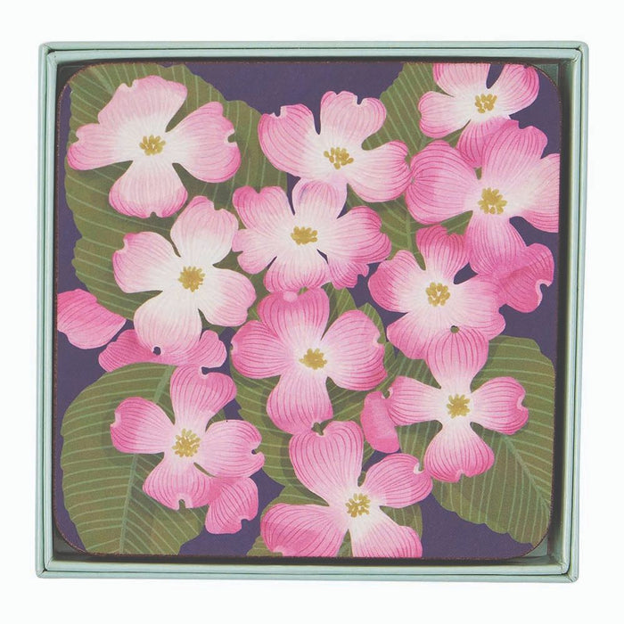 PINK DOGWOOD Square Coasters, Set of 4