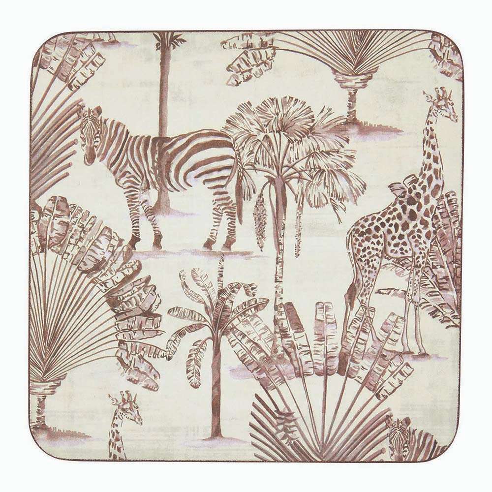 SAFARI ANIMALS Square Coasters, Set of 4