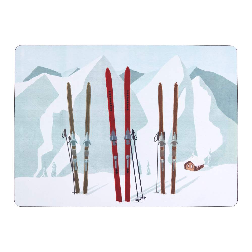 NORDIC SKI Placemat Cork-Backed Placemats, Set/4