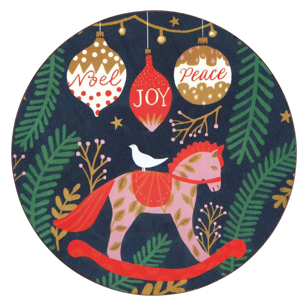 HOLIDAY HORSE Round Coasters, Set of 4