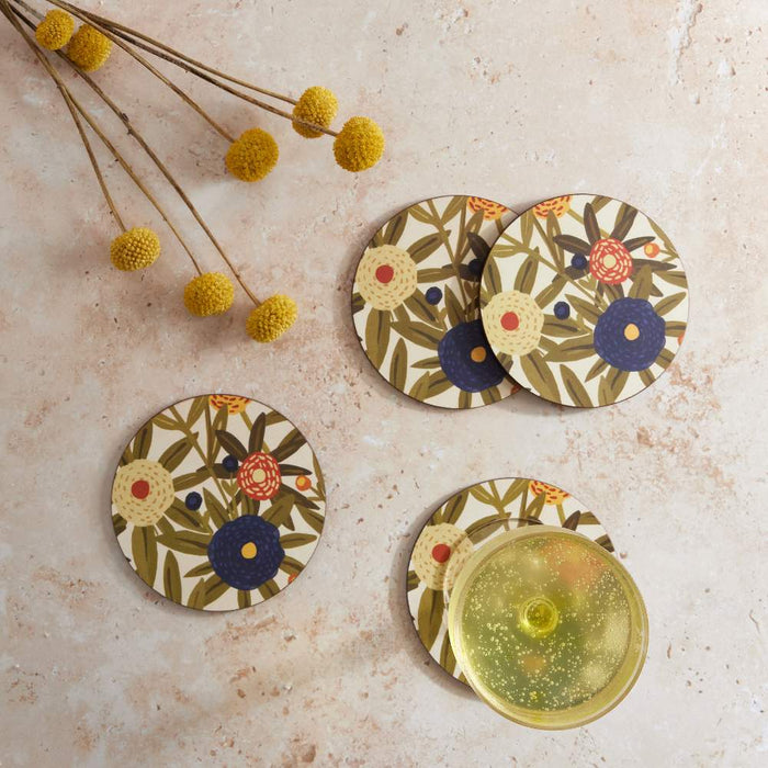 HARVEST SUNSHINE Round Coasters, Set of 4