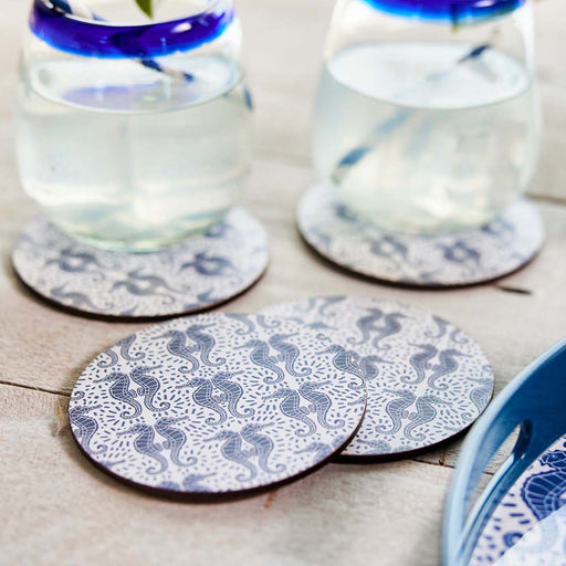 SEA HORSES Round Coasters, Set of 4