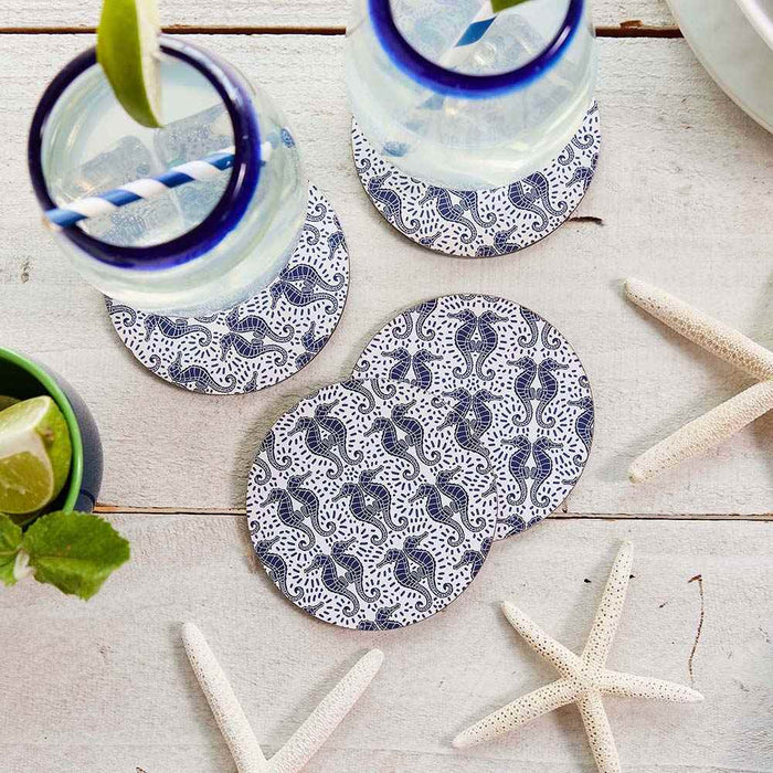 SEA HORSES Round Coasters, Set of 4