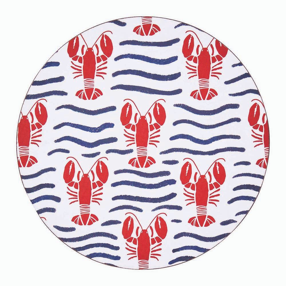 LOBSTER WAVES Round Coasters, Set of 4