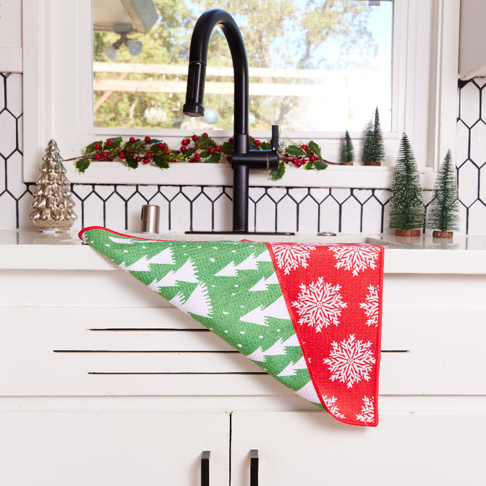 Snowflake blu Eco Kitchen Tea Towel