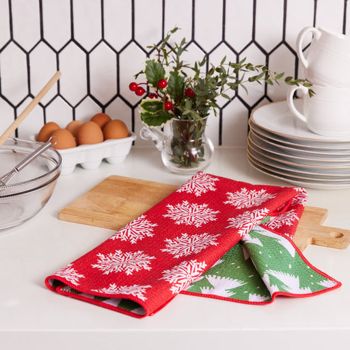 Snowflake blu Eco Kitchen Tea Towel