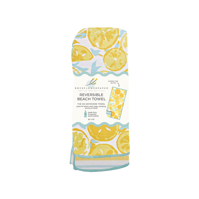 Lemon Slices Reversible Eco Beach Towel