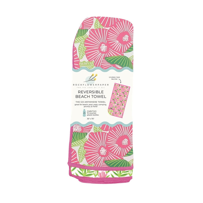 Pink Papaver Reversible Eco Beach Towel