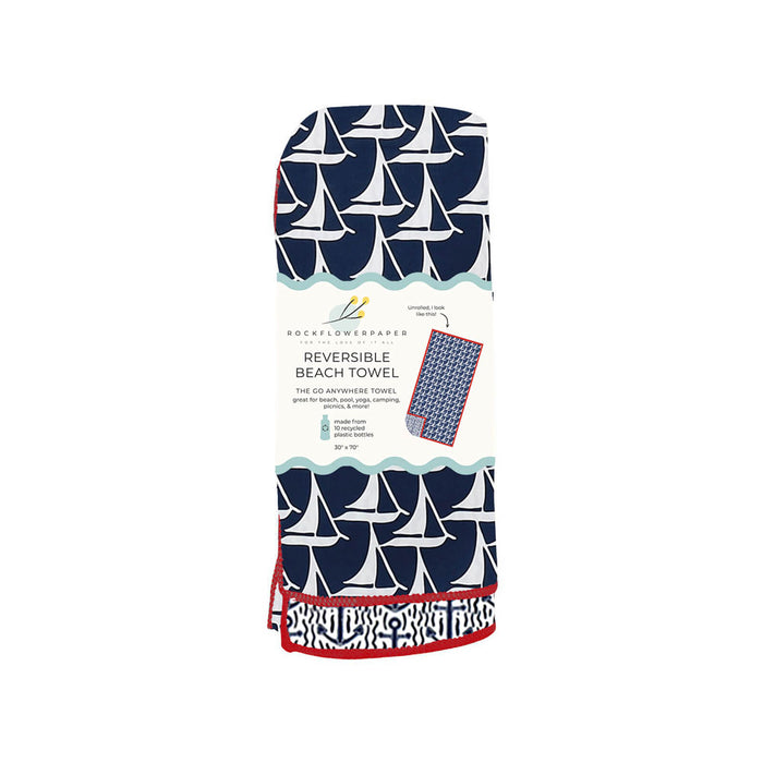 Sailboats Reversible Eco Beach Towel