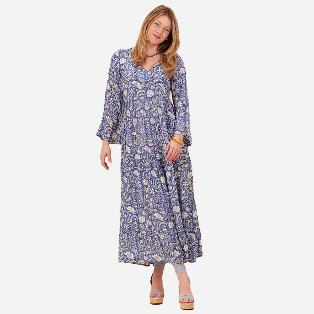 Jasmine Blue Floral Tiered Dress
