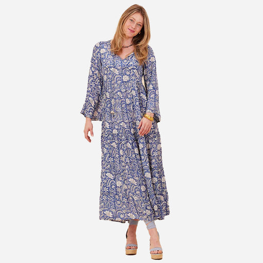 Jasmine Blue Floral Tiered Dress