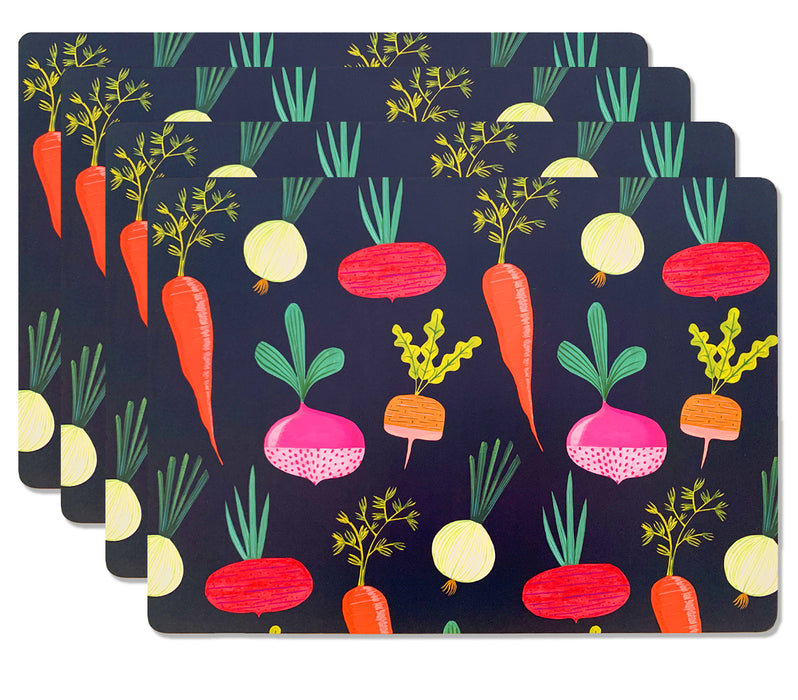 ROOT VEGGIE BLUE Cork-Backed Placemats, Set/4