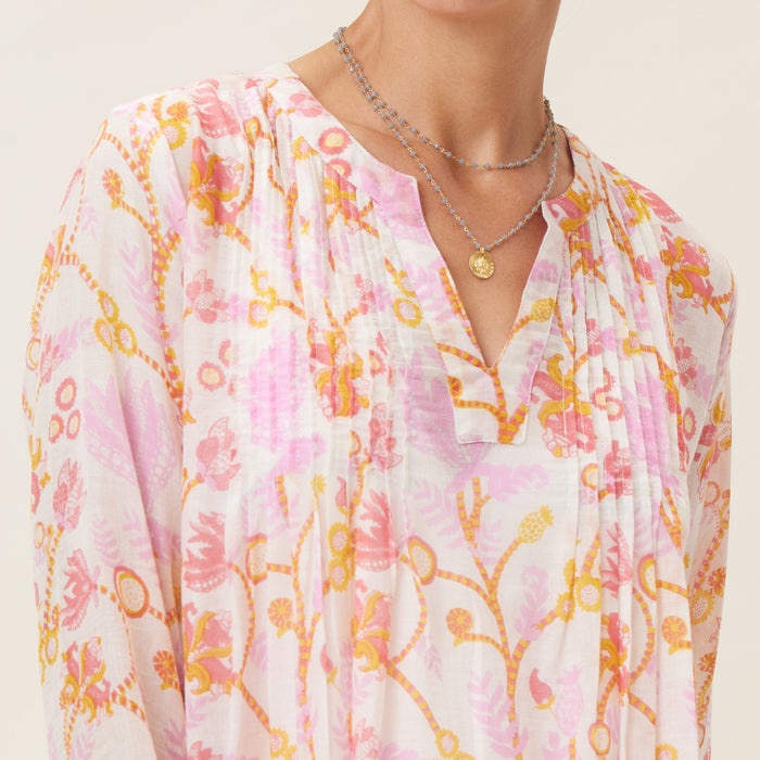 GEMMA PINK Pintuck Beach Cover Up, Recycled Cotton