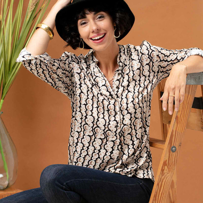 YANI TAN Henley Satin Tunic